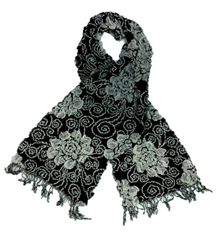 Silky Soft Handmade Bamboo Scarf, Double sided, Black-White
