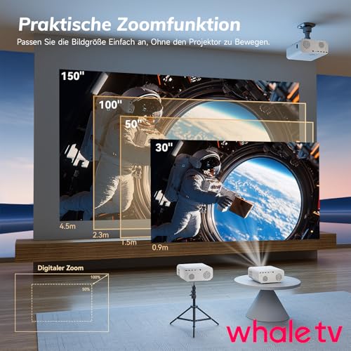 Projector 4K Officially Licensed App: 1300 ANSI Auto Focus & 6D Keystone Correction Smart Projector Home Cinema ZOOMCAT 1080P Full HD WiFi6 Bluetooth 5.3 Outdoor Projector, Compatible with Netflix