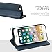 SHIELDON Case for iPhone SE3/SE2/8/7, Genuine Leather Wallet Flip Credit Card Slots Magnetic Kickstand Protective Case Compatible with iPhone SE 2022/2020 - Navy Blue