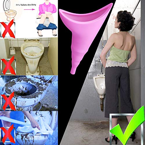 Female Urination Device - Portable Foolproof Urinal Allows Women to Pee Standing Up, No Mess, No Stress, Reusable, Compact, Lightweight Womens Pee Funnel for Outdoor Activities -with Drawstring Bag