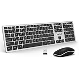 Wireless Keyboard and Mouse, Jelly Comb Ultra Slim Full-Size 2.4Ghz Wireless Keyboard and Mouse Combo with Ergonomic Stand for PC Laptop Desktop Notebook Windows XP/7/8/10-(Black and Silver)