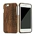 SunSmart Unique Handmade Genuine Natural Wood Wooden Hard bamboo Case Cover for iPhone 6 4.7'' (11-compass walnut)