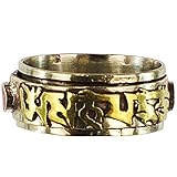 Spinning Brass Tibetan Ring Mani Padme Hum Unisex Prayer Wheel
