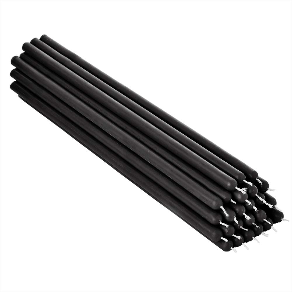 NKlaus 25x Black Beeswax 26cm sootfree Table Candles Ritual Candle drip Candles 36328