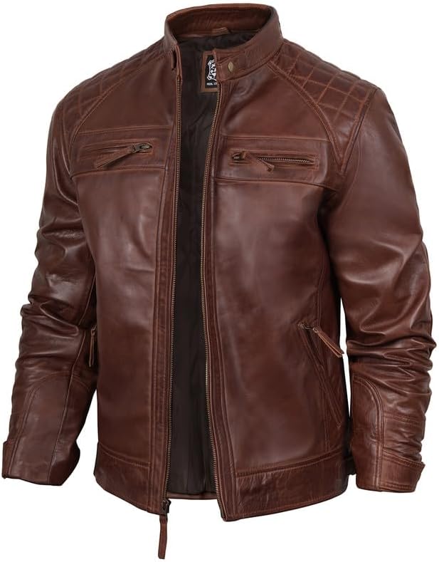 VearFit Men's Fight Club movie Black and Red Real Leather Jacket