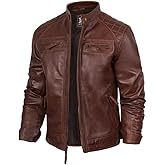 Blingsoul Leather Jacket Men - Quilted Cafe Racer Leather Jackets For Men