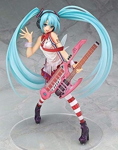 Japanese Anime PVC Figure Pretty Girl With Gita Character Model Handmade Model Hatsune Miku Doll Model Creative Cool Electric Guitar Playing Home Decorators Collection 20CM, Boxed