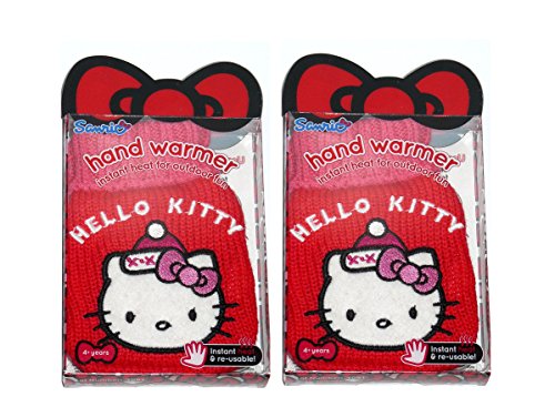 Sanrio Hello Kitty Instant Heat & Re-usable Hand Warmer With Knitted Case TWIN PACK