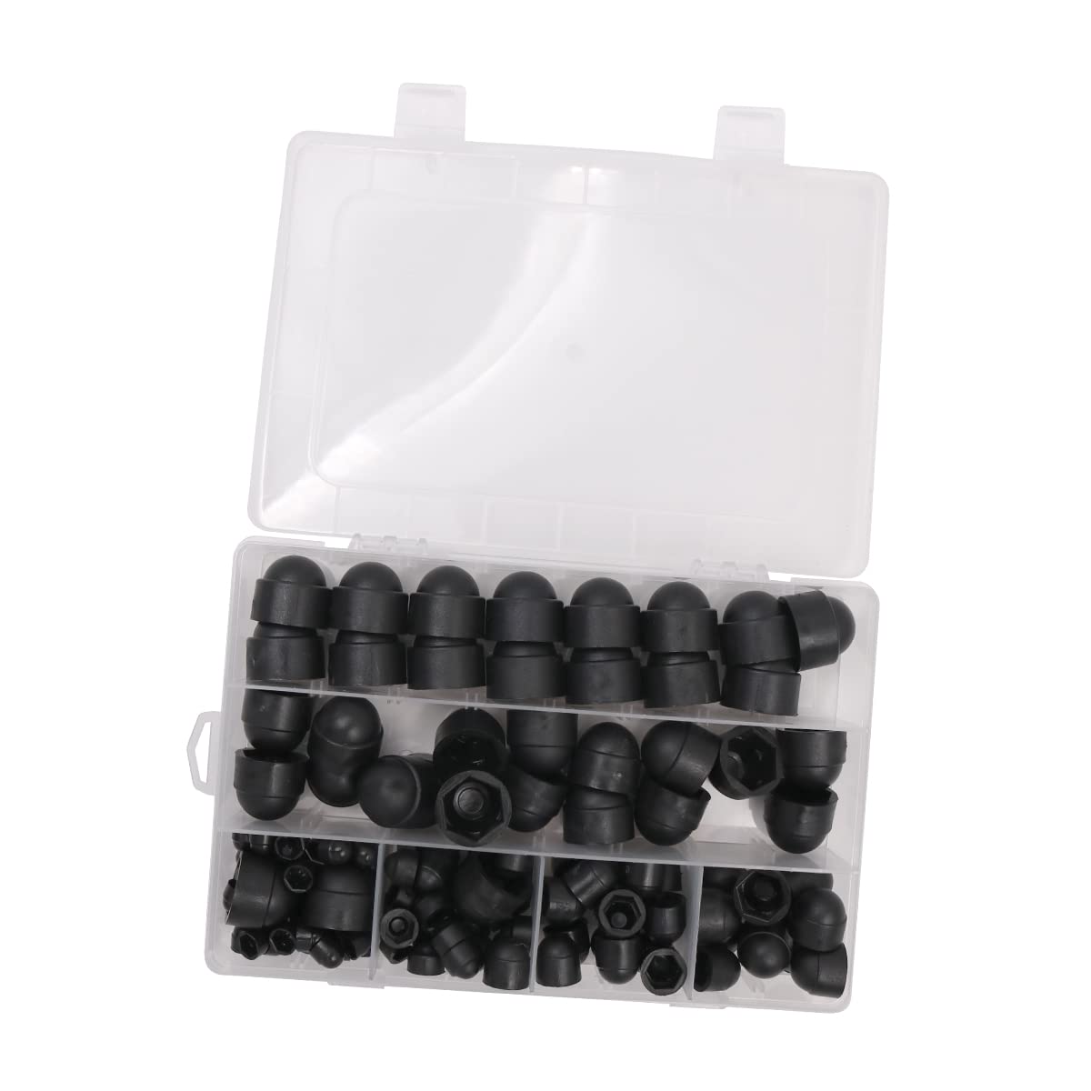 Tiardey 145PCS Plastic Dome Nut Kit Hex Nut Cover M4 M5 M6 M8 M10 M12 Nut Cover with Storage Box for Hex Hexagon Screws Bolts