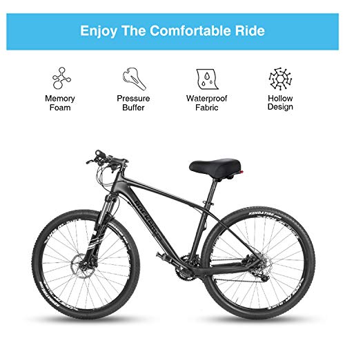 PRYMAX Bike Seat, Most Comfortable Wide Bike Saddle, Memory Foam Padded with Dual Shock Absorbing Ball Suspension Bicycle Seat, Women and Men Bicycle Saddle, Waterproof Taillight, Fit Most Bikes - Thumbnail 6