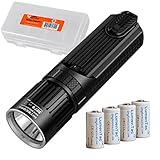 Nitecore SRT9 2150 Lumen Multi-LED Smartring Tactical Flashlight (White, Red, Blue, Green, UV) Plus 4X CR123A Batteries & LumenTac Battery Organizer