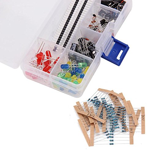 LAFVIN Electronics Component Basic Starter Kit with Flame Sensor,Precision Potentiometer, Buzzer, Capacitor Compatible with Arduino, MEGA2560
