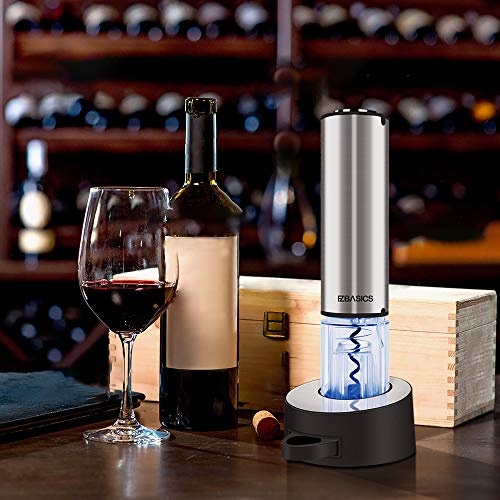 EZBASICS Electric Wine Opener Set, Cordless Stainless Steel Automatic Electric Wine Bottle