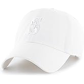47 Brand MLB White White Primary Logo Clean Up Adjustable Baseball Cap Hat, Adult One Size Fits All