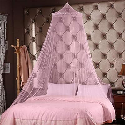 Pink Princess Round Hoop Lace Mosquito Netting for Crib and Beds