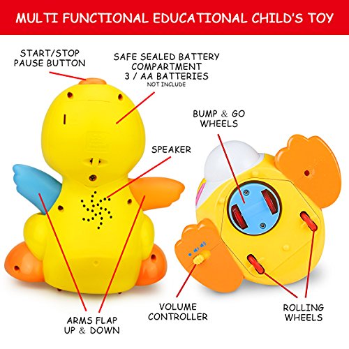 BestFire Musical Dancing and Singing Duck Toy – Walks, Flaps Wings - 6 Songs, Speaking and Sound Effect Modes - Toys Gift for Babies, Toddlers, Kids - Thumbnail 3