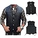 2Fit Men's Black Genuine Leather 10 Pockets Motorcycle Biker Vest New S To 6XL (Large (CHEST 42 INCHES))