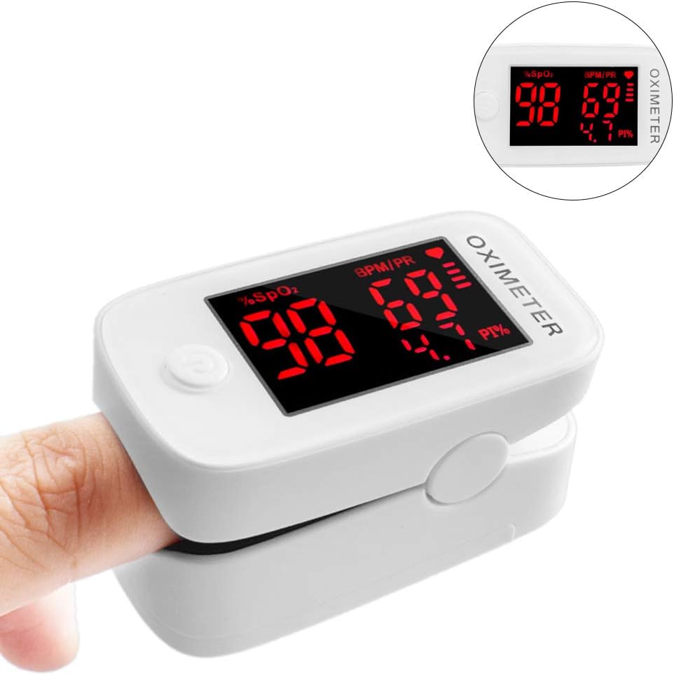 Fingertip Pulse O+xim+eter Blood Ox^yg-en Satura-Tion Monitor Portable Pulse O+xim+eter, Heart Rate Monitor and 1.5" OLED Digital Display by Chambin