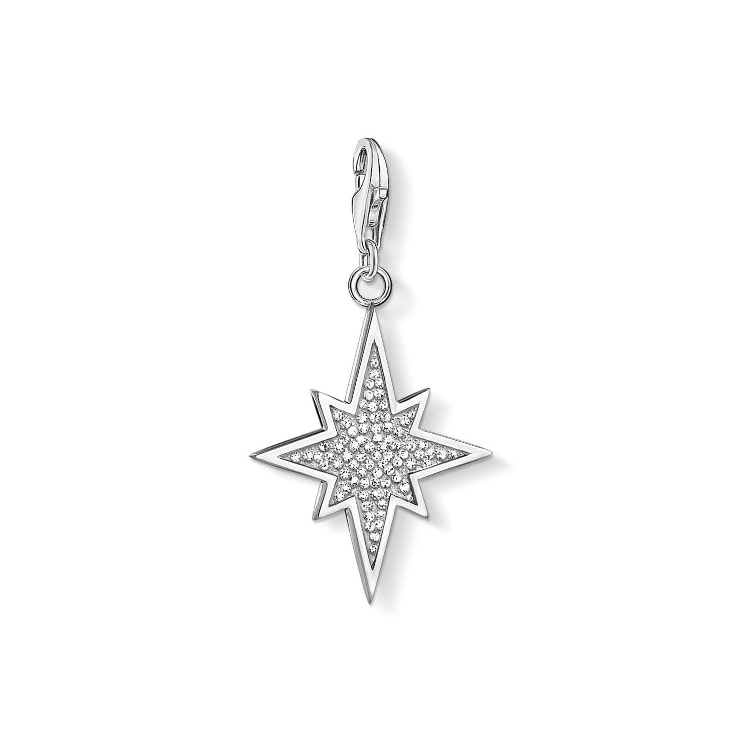 Thomas Sabo Women-Charm Pendant glitter star Charm Club 925 Sterling silver 1540-051-14