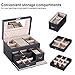 BEWISHOME 20 Section Jewelry Organizer Box with Lock Portable Jewelry Storage Case for Women Girls Earring Ring Necklace Holder Travel Case - Black Faux Leather SSH78B
