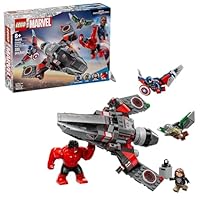 LEGO Marvel Captain America vs. Red Hulk Battle Building Set - Avengers Toy for Kids - Birthday Gift for Boys and Girls Ages 7+ - Includes Hulk Action Figure and Super Hero Minifigures - 76292