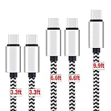 Ailun USB Type C Cable, 3.3Ft 3.3Ft 6.6Ft 6.6Ft 9.9 Ft 5Pack High Speed Type C to USB A Sync Charging Nylon Braided Cable for USB Type C Devices for Galaxy S10 S10 Plus Note 10 Smartphone Tablets