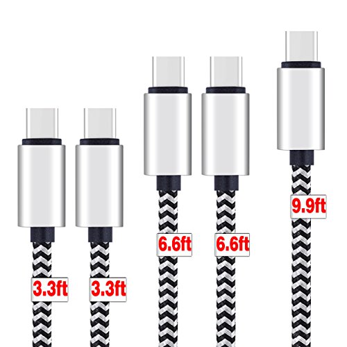 Ailun USB Type C Cable, 3.3Ft 3.3Ft 6.6Ft 6.6Ft 9.9 Ft 5Pack High Speed Type C to USB A Sync Charging Nylon Braided Cable for USB Type C Devices for Galaxy S10 S10 Plus Note 10 Smartphone Tablets