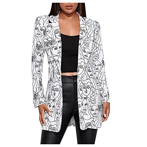 Women Blazers for Work Casual Plus Size Light Jackets Dressy Graffiti Print  Lapel Long Sleeves Trend Women's F