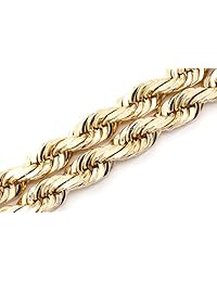 10K Gold 3MM-5MM Diamond Cut Rope Chain Necklace Unisex Sizes 7"-30"