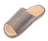 Bronze Times (TM) Unisex Four Season Indoor Cotton Flax House Slippers (Grey)