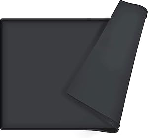 EIOKIT Dog Food Mat, Silicone Waterproof Dog Cat Food Tray,Non Slip Pet Bowl Mats Placemat, Size: M(18.5