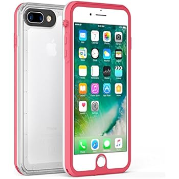 Fansteck iPhone 8 Plus iPhone 7 Plus Waterproof Case, Ultra Slim Waterproof IP68 / High Sensitive Touch Screen and Touch ID Waterproof Case (5.5-inch) (Pink/Clear)