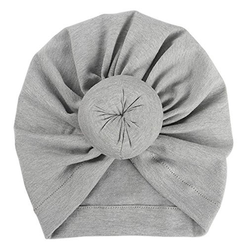 ISHOWDEAL 5PCS Baby Hat with Bow Baby Caps Cotton Hat Turban Headband for Newborn Toddler and Children Suitable for Baby 12-24 months,Black,purple,navy Blue,gray,dark Green, 7.7x0.79 in