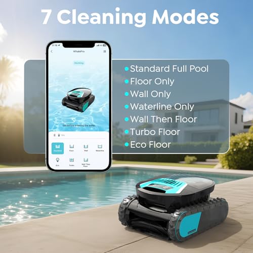 Pleco Pro Cordless Pool Cleaner Robot with 210-Min Runtime, Smart AI Navigation, App Control, Strong Wall Climbing, Waterline Cleaning, Dual-Layer Filtration, for In-Ground Pools up to 220㎡, Indigo