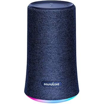Bluetooth Speaker, Soundcore Flare Wireless Speaker by Anker, Portable Party Speaker with 360° Sound, Enhanced Bass, Ambient LED Light, IP67 Dustproof & Waterproof, and 12H Battery Life-Blue