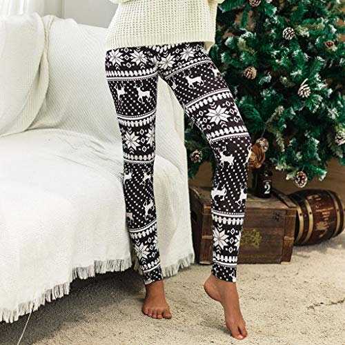 Women's Casual Christmas Print High Waist Sports Fitness Hips Leggings Home Pants Trousers (S-3XL)
