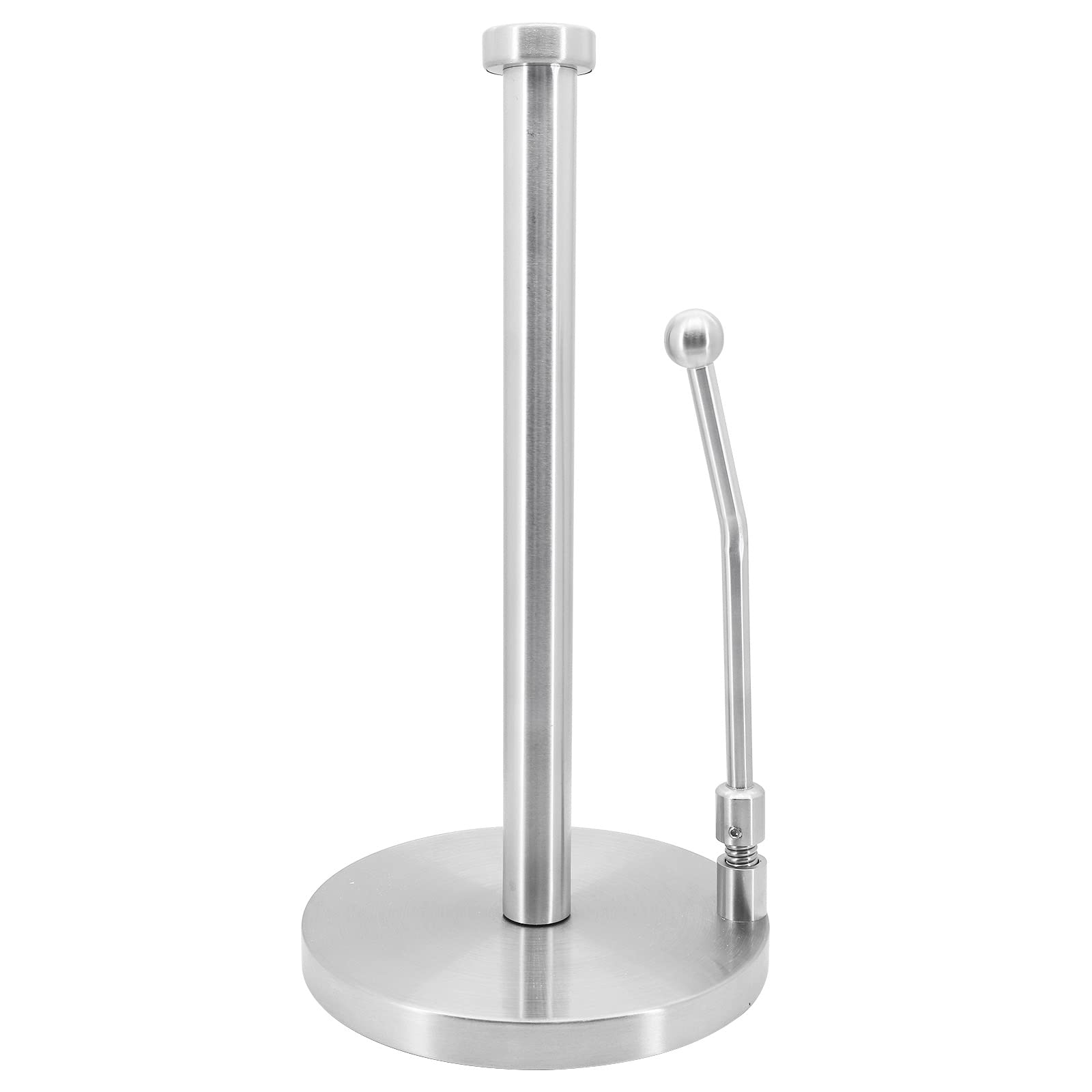 Hensych Stainless Steel Tissue Kitchen Roll Holder with Spring Arm Free-Standing Paper Towel Holder Organizer Roll Dispenser for Kitchen Countertop Home Dining Table No Drilling(Classic Style)