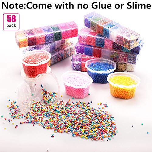Slime Making Kit Slime Supplies, 58 Pack Including Fishbowl Beadsï¼ŒFoam Ballsï¼ŒGlitter, Fruit Slices, Rainbow Pearls, Sugar Paperï¼ŒDIY Slime Charms Kit for Sequin Making Art Craft