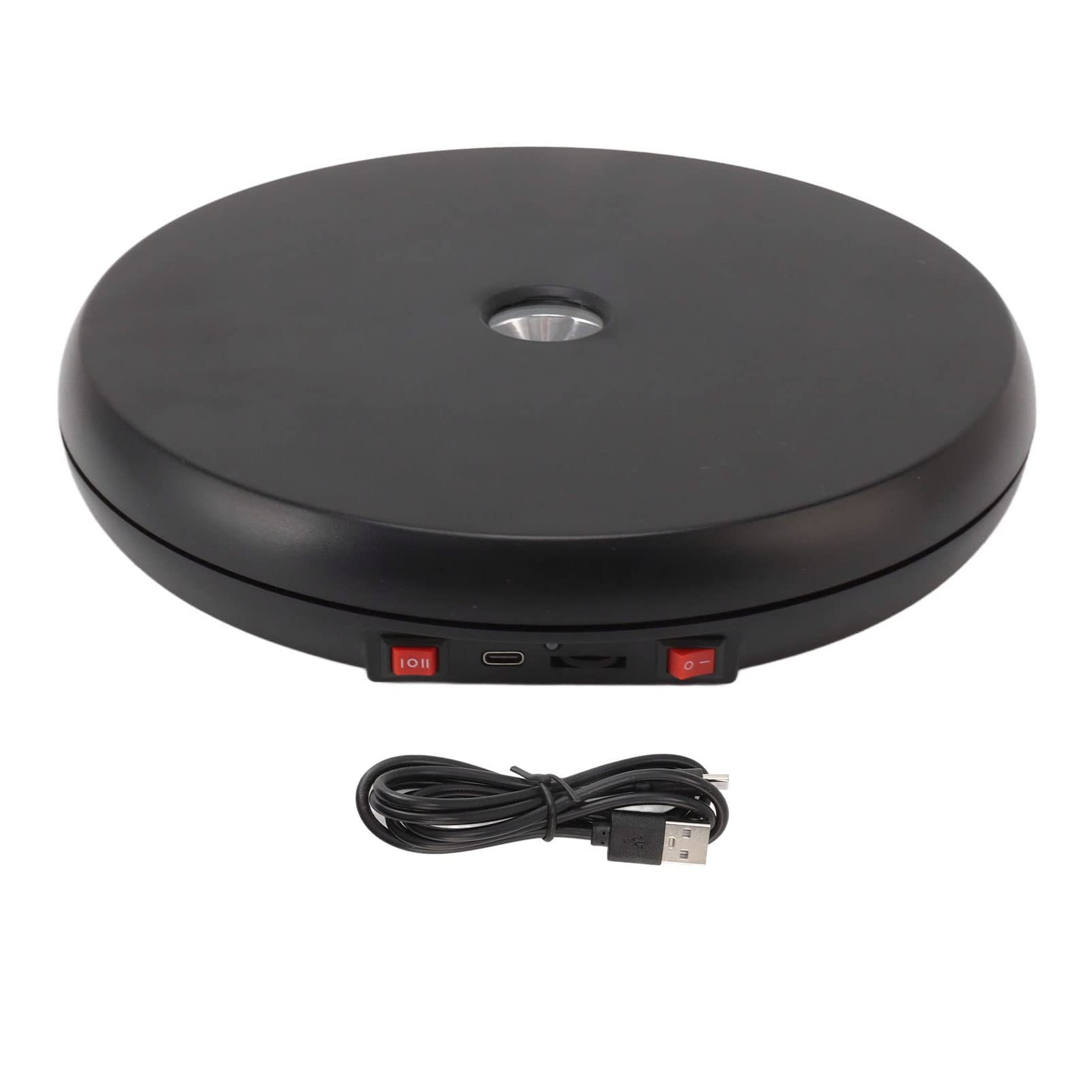 Zerodis 360° Electric Rotating Display Stand, Motorized Turntable with LED Light & Anti-Slip Pad, USB Powered ABS Photography Turntable for Product Display, Jewelry, Cosmetics, 20kg Load Capacity