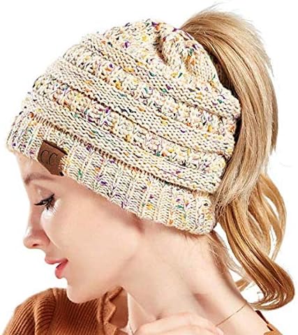 CC Quality Knit Messy Bun Hat Beanie