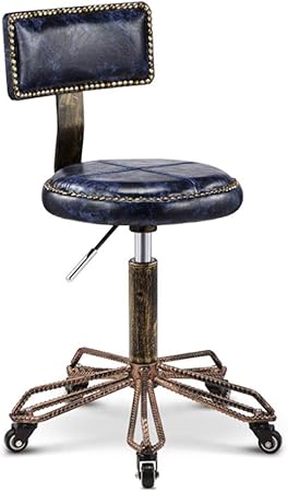 Calyvina Tabouret De Salon De Style Industriel Retro Reglable En Hauteur Chaise De Bureau Pivotante Sur Roulettes Massage Spa Tabouret Chaise Avec Dossier Blue Amazon Fr Cuisine Maison