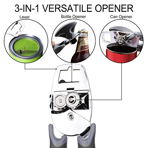 Manual Can Openerï¼ŒCan Opener Manual Smooth Edge Manual Can Openers for Seniors With Arthritis Bottle Opener for Weak Hands a gift for parents, elder, Seniors(5 Functions)