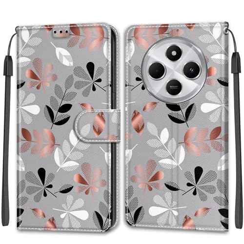 ChoosEU Case for Xiaomi Redmi 14C / Redmi 14C Leather Case with Protective Flip Folio Case Anti-Shock Case Drawings for Girl Boy Case Wallet Cover for Redmi 14C / Redmi 14C - Leaf