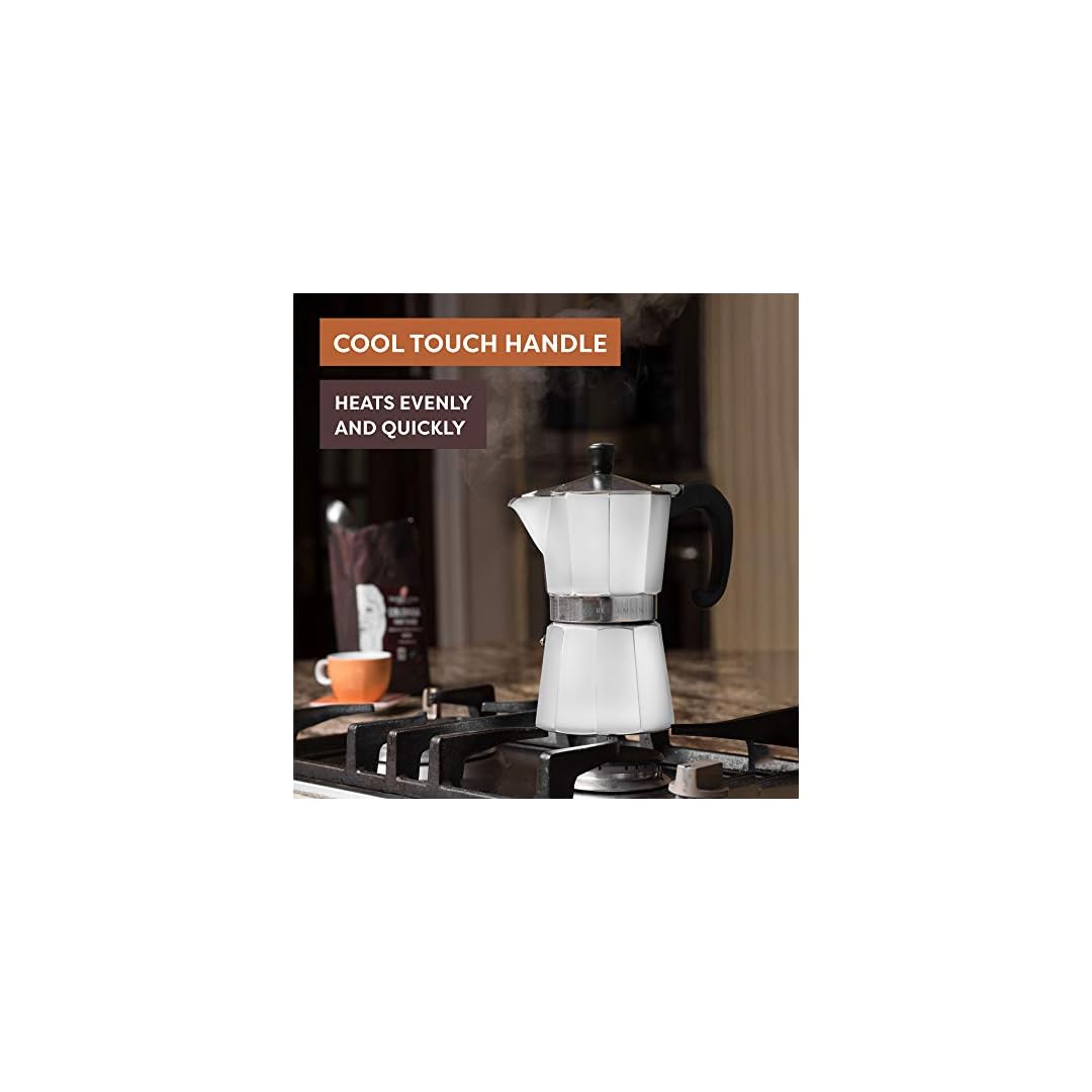 Bellemain Stovetop Espresso Maker Moka Pot (White, 6 Cup) Bellemain