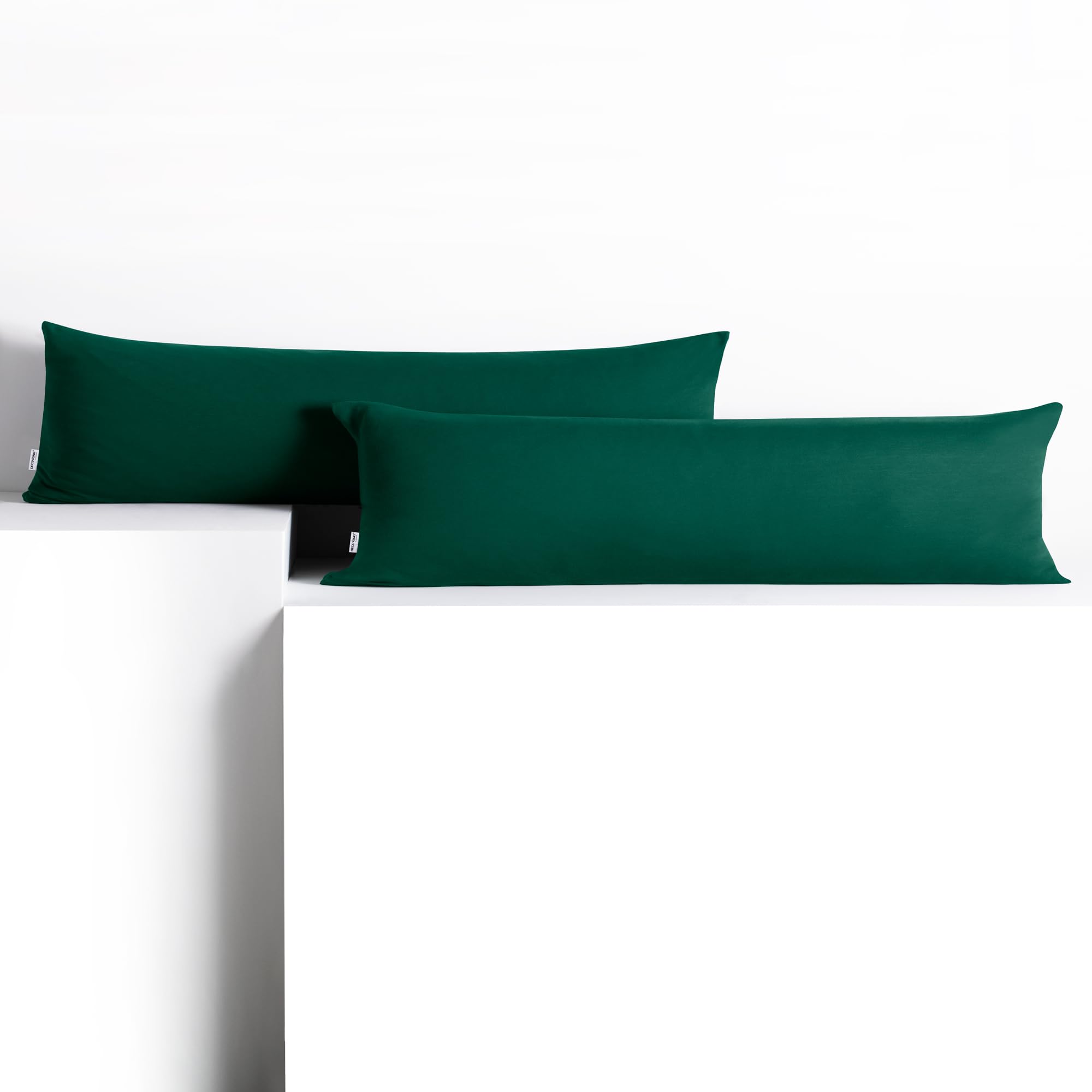 DecoKing 2 Pillowcases 20 x 145 cm Jersey 100% Combed Cotton Zip Bottle Green Amber