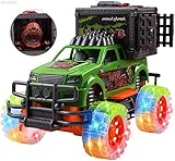 WolVol Off-Road SUV Jungle Dinosaur Car Toy with Lights and Sounds, Friction Powered - Release The Dinosaur from its Cage