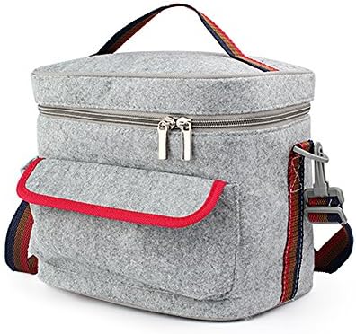 LAMITA-Unique Insulation Lunch Bag Bento Picnic Handbag Thermal Cooler Bag Box for Work, Trip,Picnic, Outdoor Events,8.9 L x 7.7 H Inches in Grey