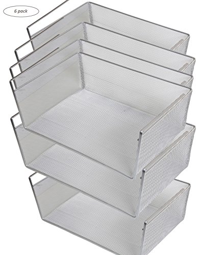Click Here to See More Images YBM Home Storage Bin, Under Shelf Basket, Silver (6, Large 6