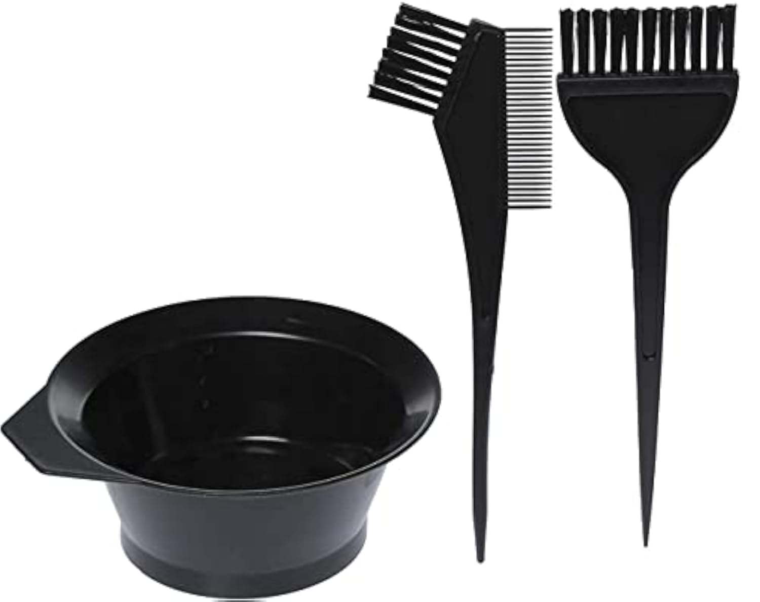Hair Dye Set Colouring Tint Tool Brush Kit and Bleach Mixing Bowl Set Double sided Coloring Comb and Hair Dyeing Applicator - Professional Hairdressing & Highlighting Kit (Set of 4-Black)