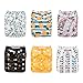 Babygoal Baby Reusable Neutral Cloth Diapers 6 Pack with 10pcs Inserts, One Size Adjustable Washable Pocket Nappy Covers for Baby Boys and Girls 6FN05